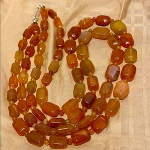 Jay King 2 strand rectangular carnelian necklace